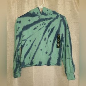 Art Class girls' cropped tie-dye pullover hoodie sweatshirt - L 10/12